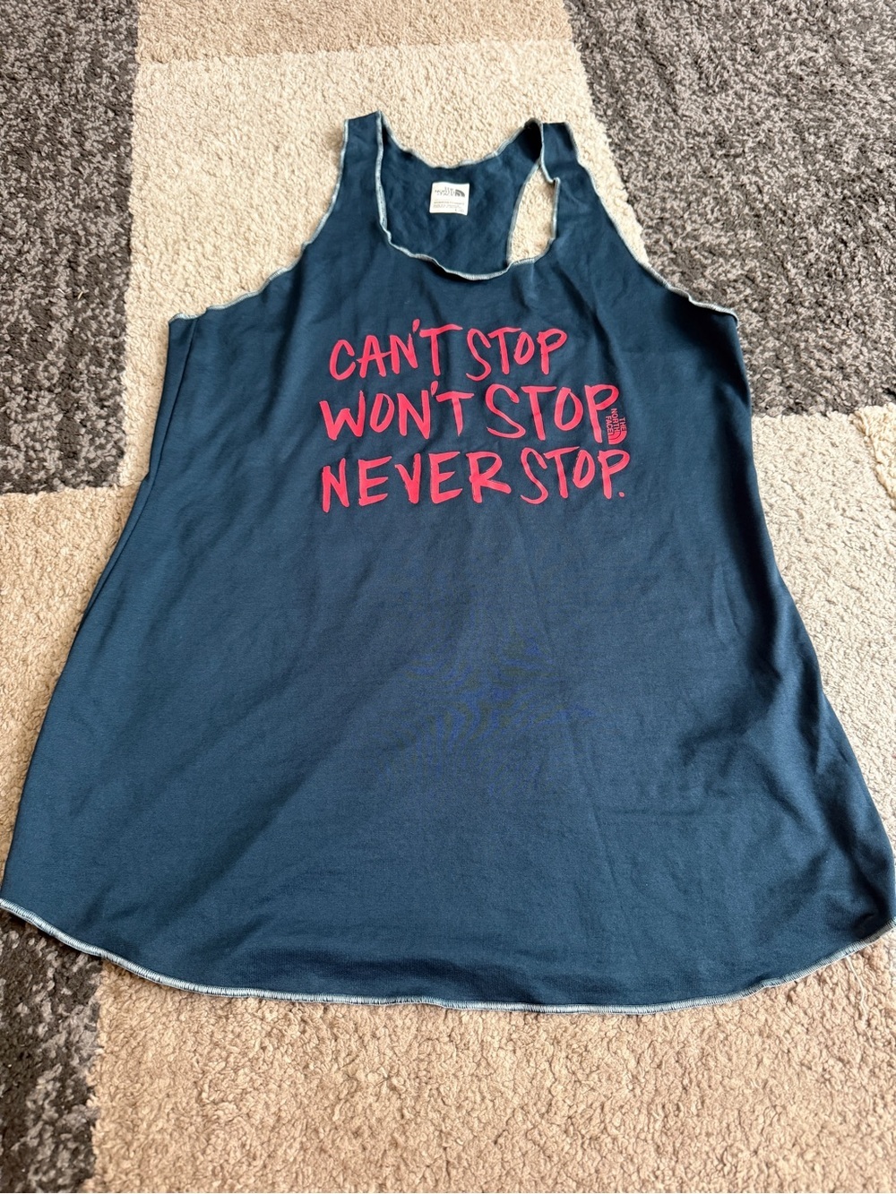The North Face Navy Racerback Women’s Large Tank with Pink Graphic